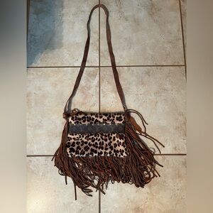 Leopard Print LV Fringe Crossbody Bag